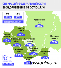 Республика Тыва входит в 10 регионов России с наибольшей долей пациентов, победивших коронавирус 