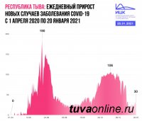 В Туве пик заболеваемости Covid в 190 случаев был зафиксирован 14 июня, самый низкий уровень в 11 случаев 8 января