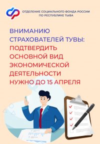 До 15 апреля страхователям Тувы необходимо подтвердить основной вид экономической деятельности